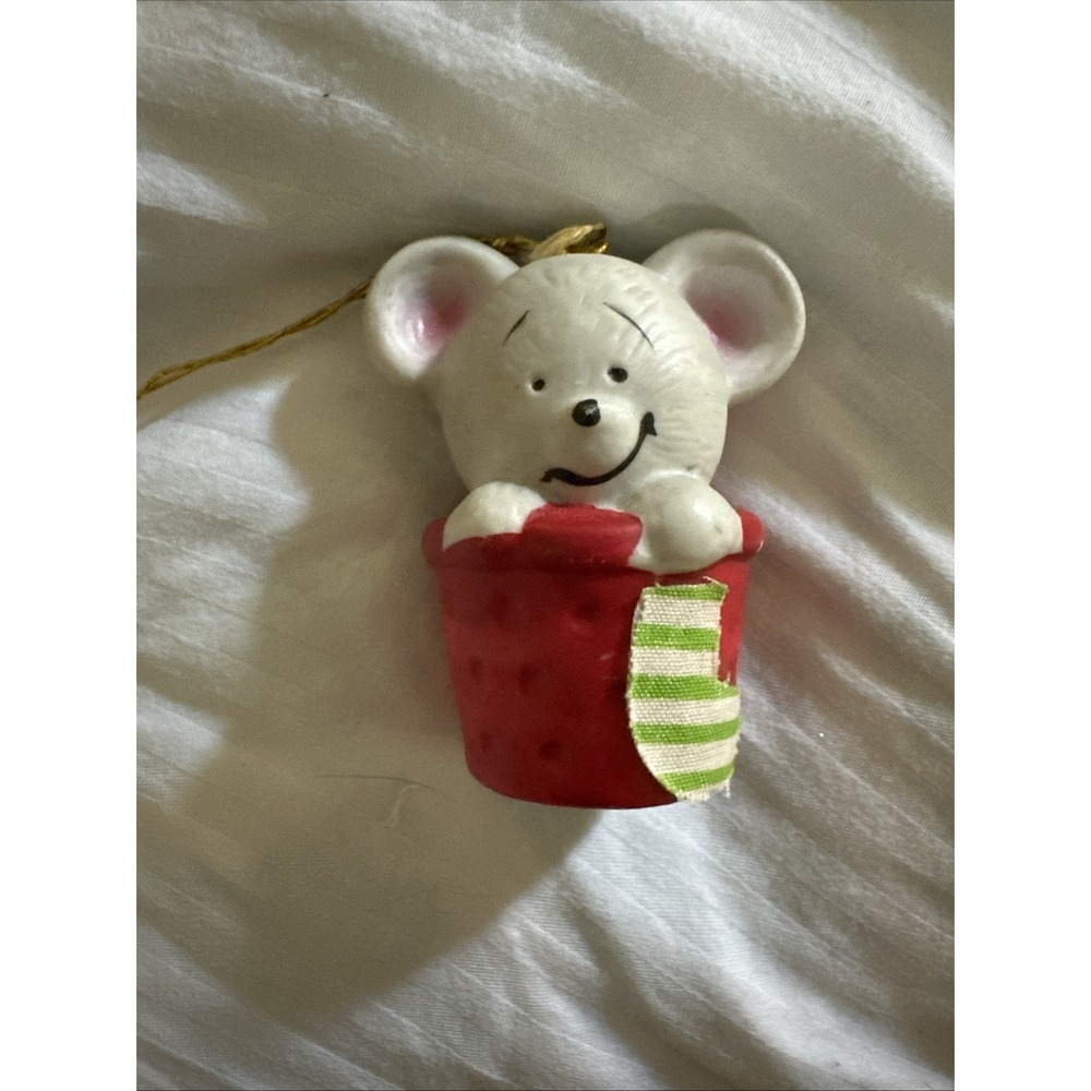 Vintage 1985 Lil Chimers  Ornament Jasco Porcelain Mouse & Beaver Bells Set Of 2